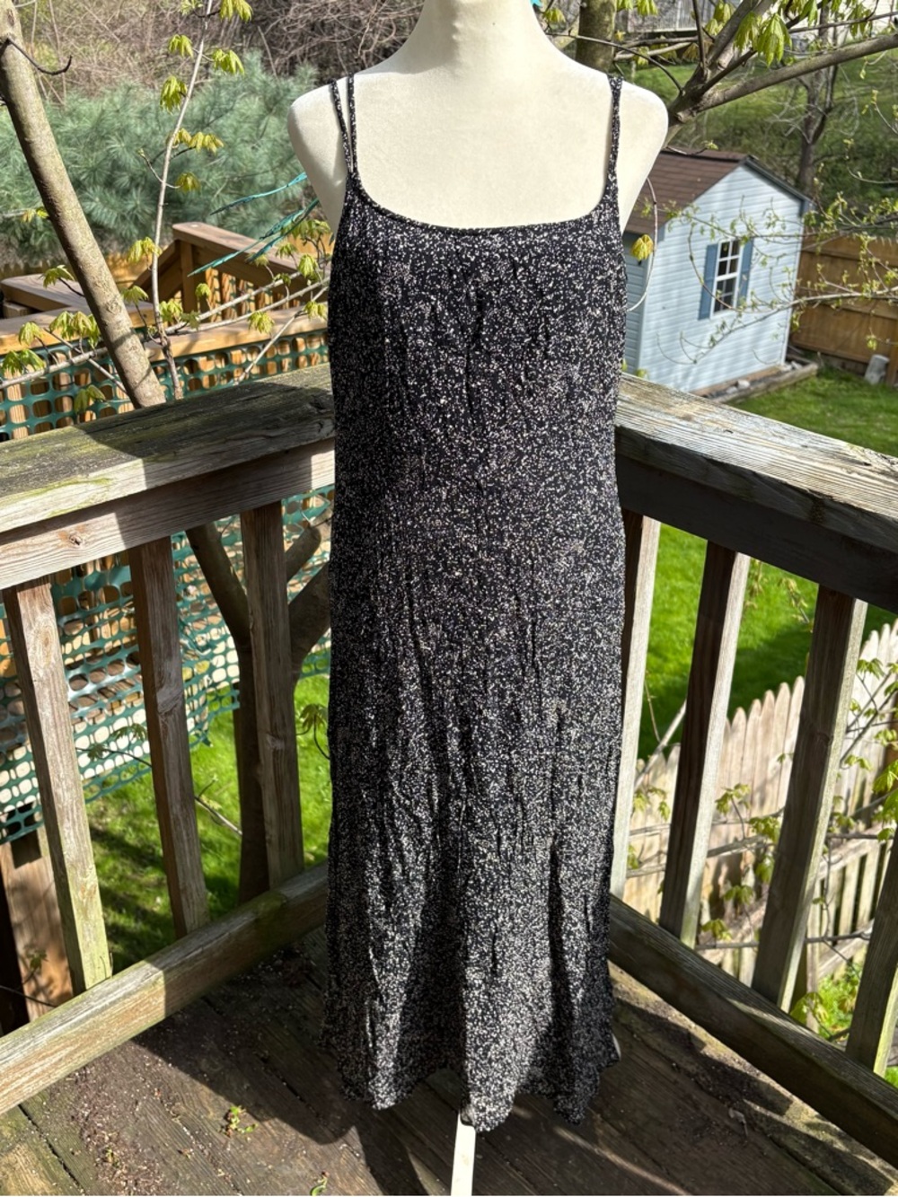 Newport News Black Speckled Sleeveless Maxi Dress Women’s Size 10